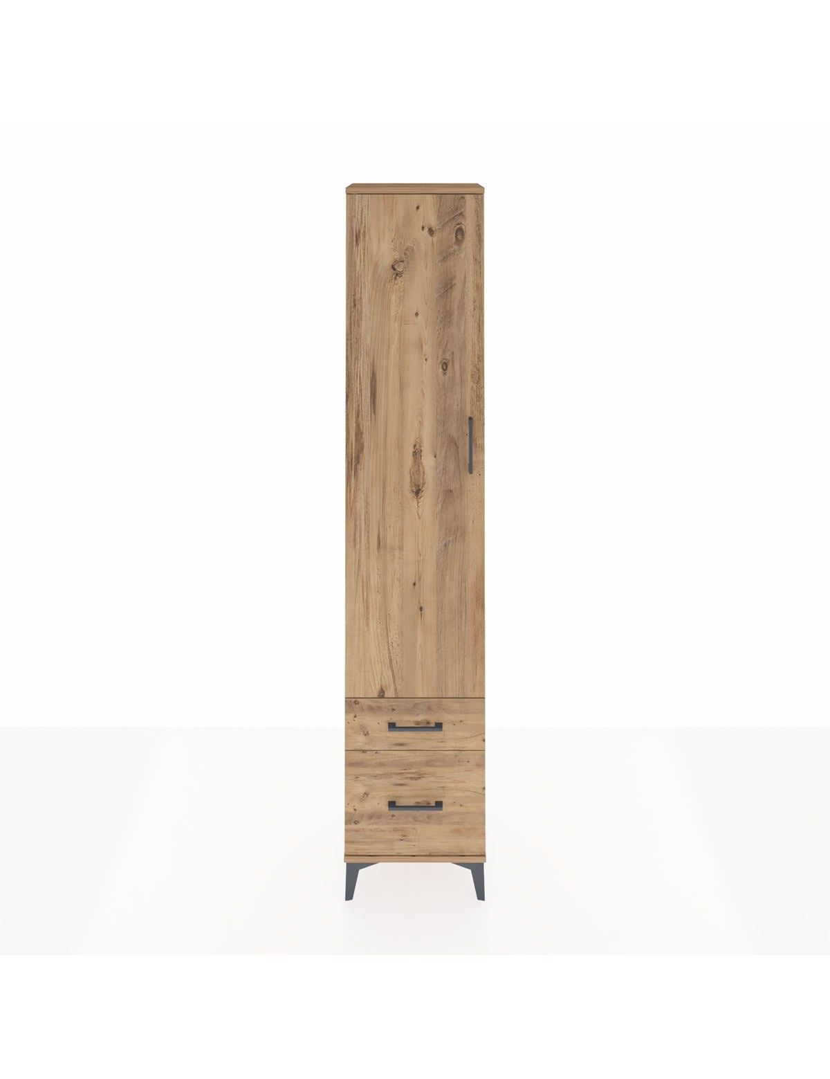 Arges Dolap 2 Raflı 2 Çekmeceli Tek Askılı 44x30x221 Çam-Çam