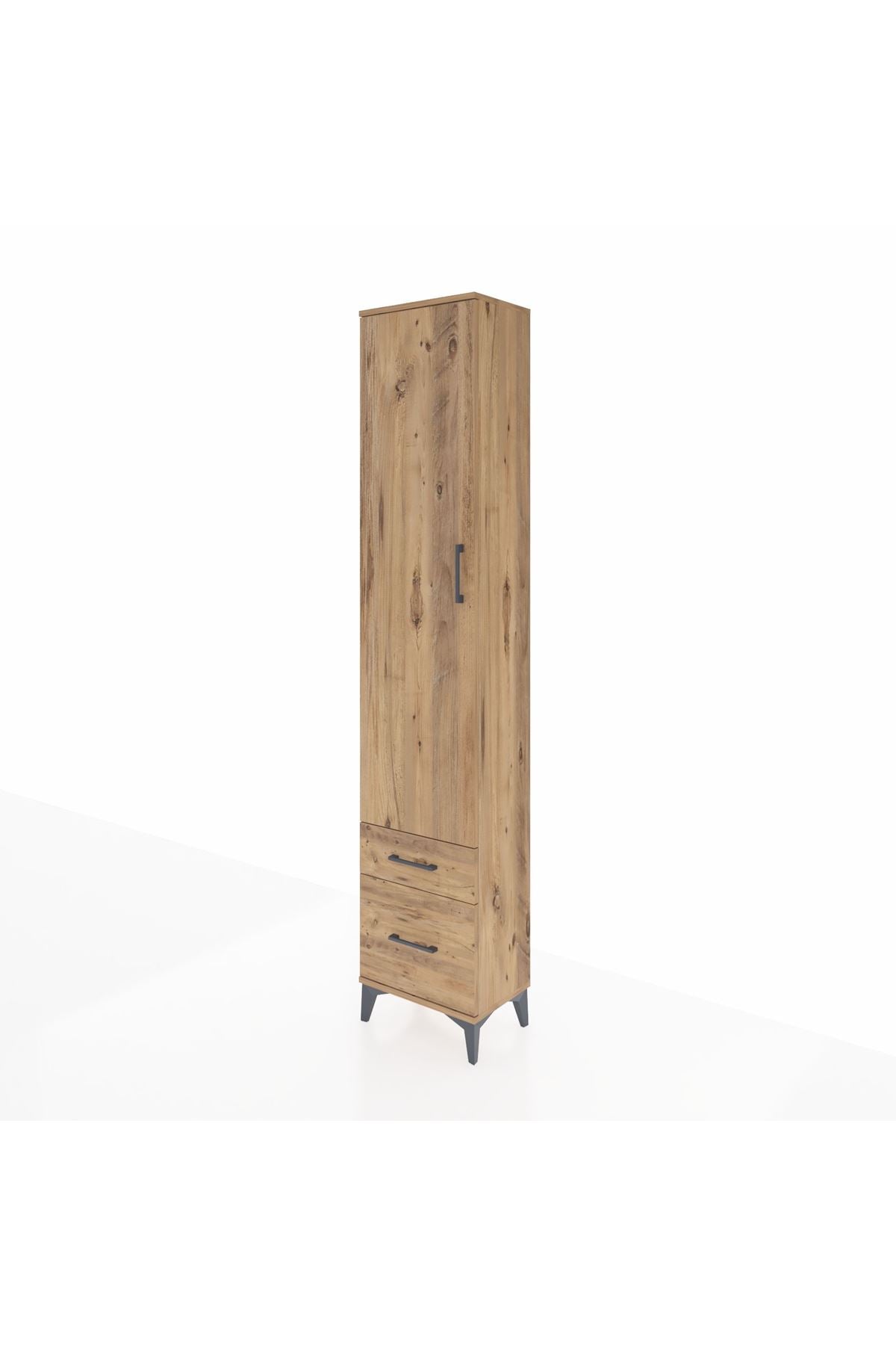 Arges Dolap 2 Raflı 2 Çekmeceli Tek Askılı 44x30x221 Çam-Çam