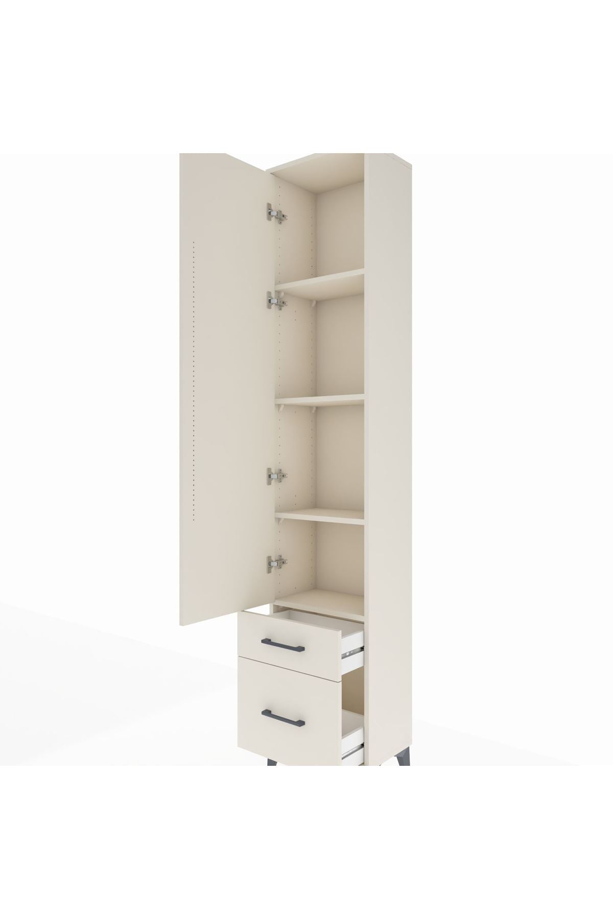 Arges Dolap 4 Raflı 2 Çekmeceli Tek Kapaklı 44x30x221 - S28M019V1A