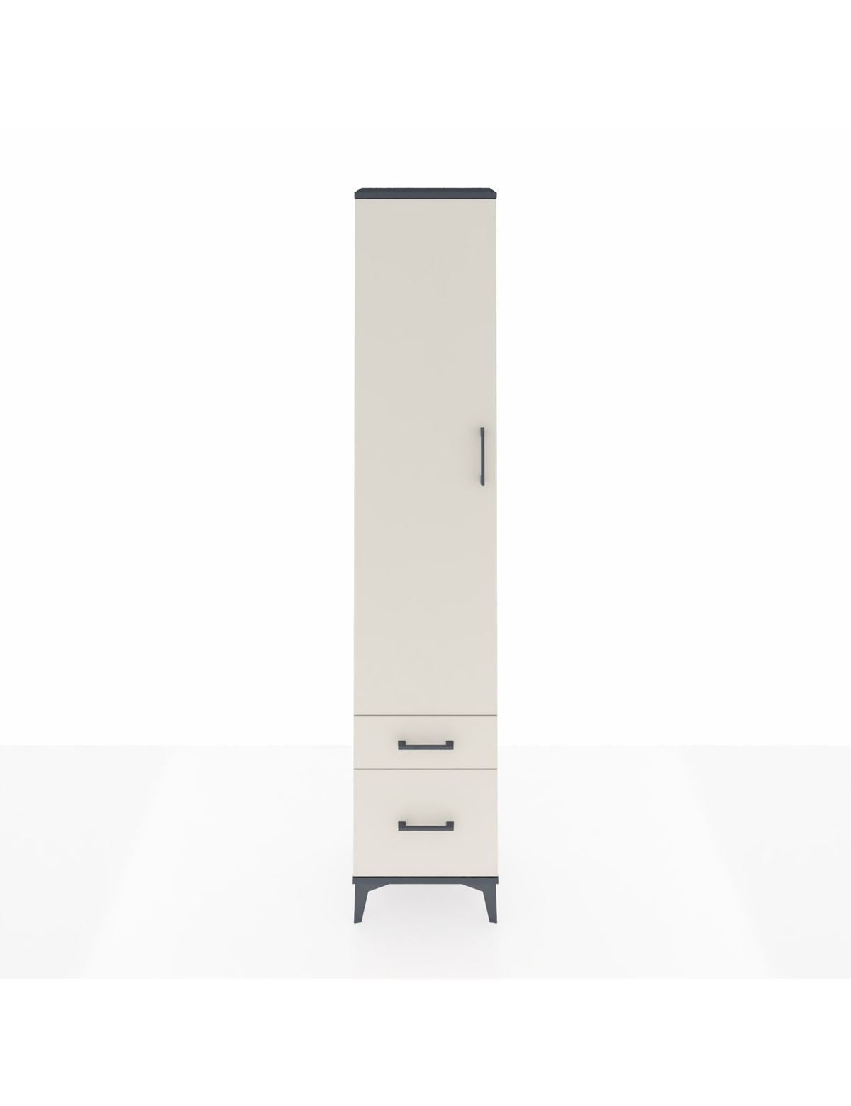 Arges Dolap 4 Raflı 2 Çekmeceli Tek Kapaklı 44x30x221 Antrasit-Aytaşı