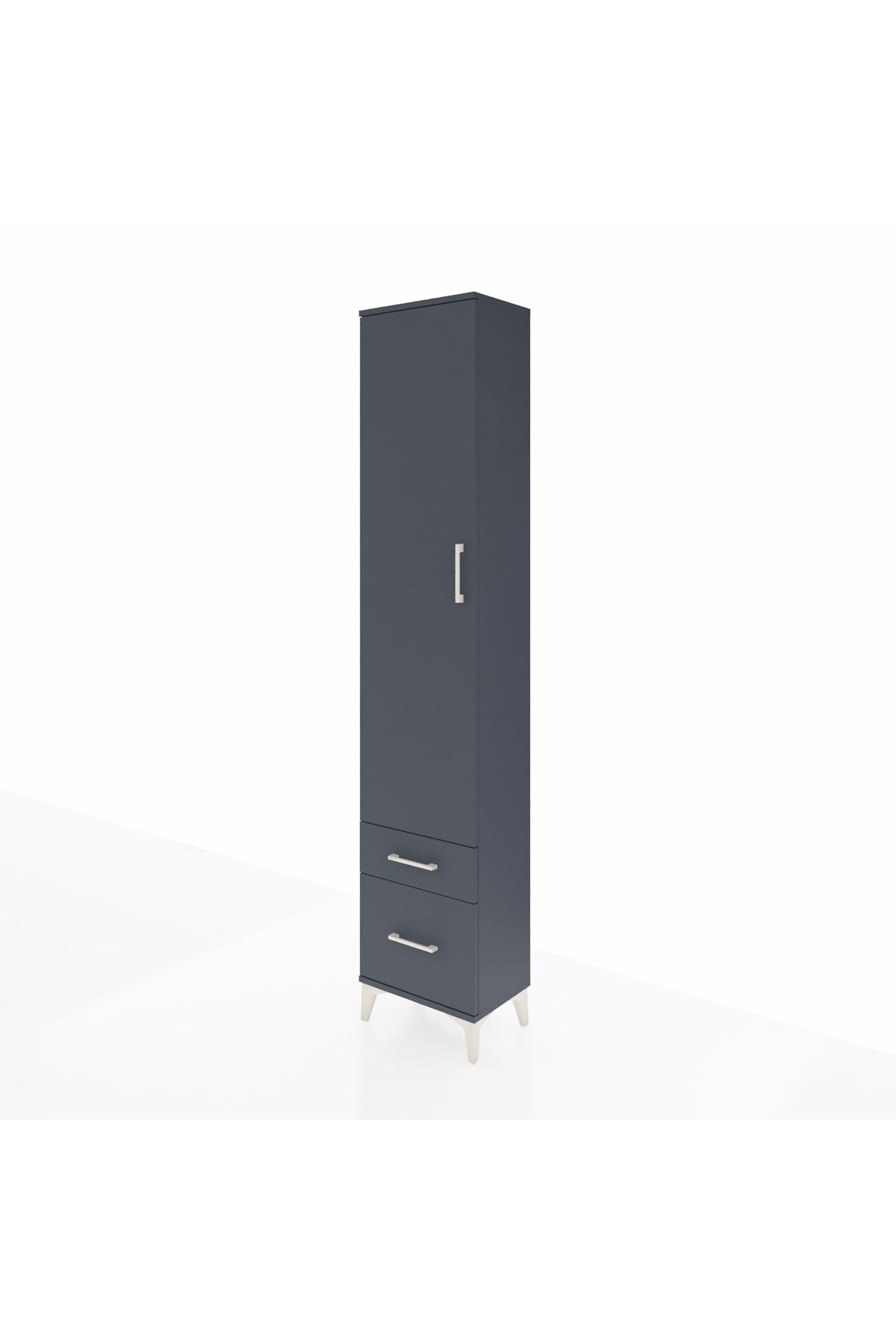 Arges Dolap 4 Raflı 2 Çekmeceli Tek Kapaklı 44x30x221 Antrasit-Antrasit