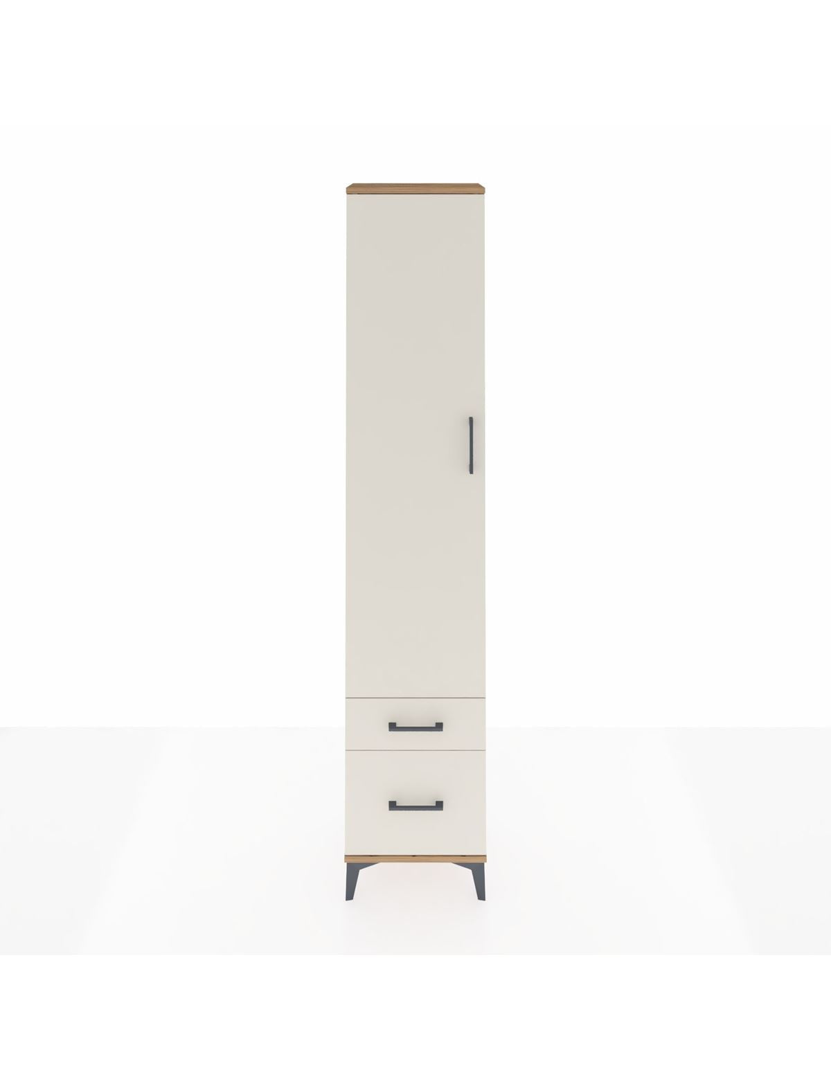 Arges Dolap 4 Raflı 2 Çekmeceli Tek Kapaklı 44x30x221 Çam-Aytaşı