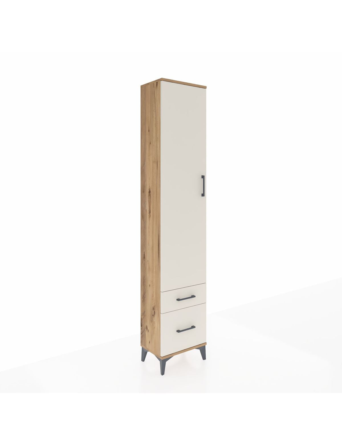 Arges Dolap 4 Raflı 2 Çekmeceli Tek Kapaklı 44x30x221 Çam-Aytaşı