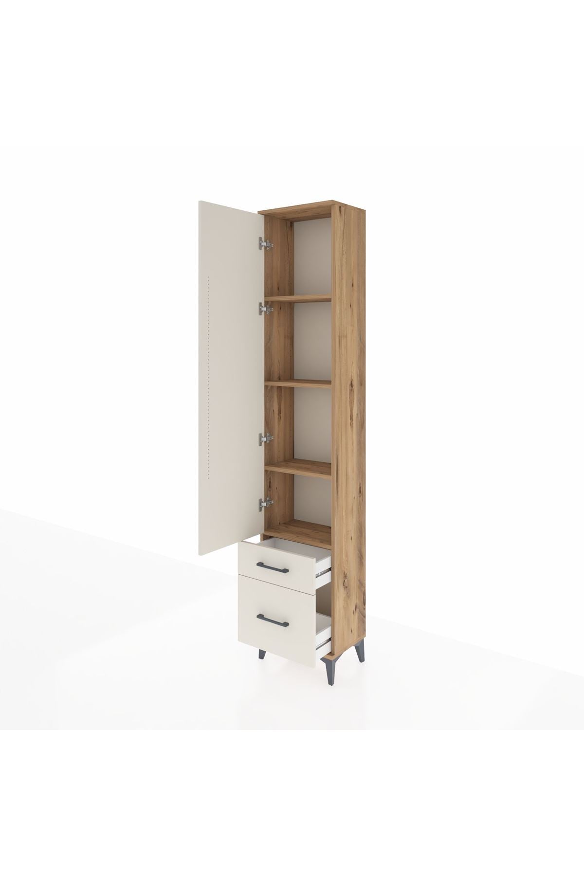 Arges Dolap 4 Raflı 2 Çekmeceli Tek Kapaklı 44x30x221 - S28M019V7A