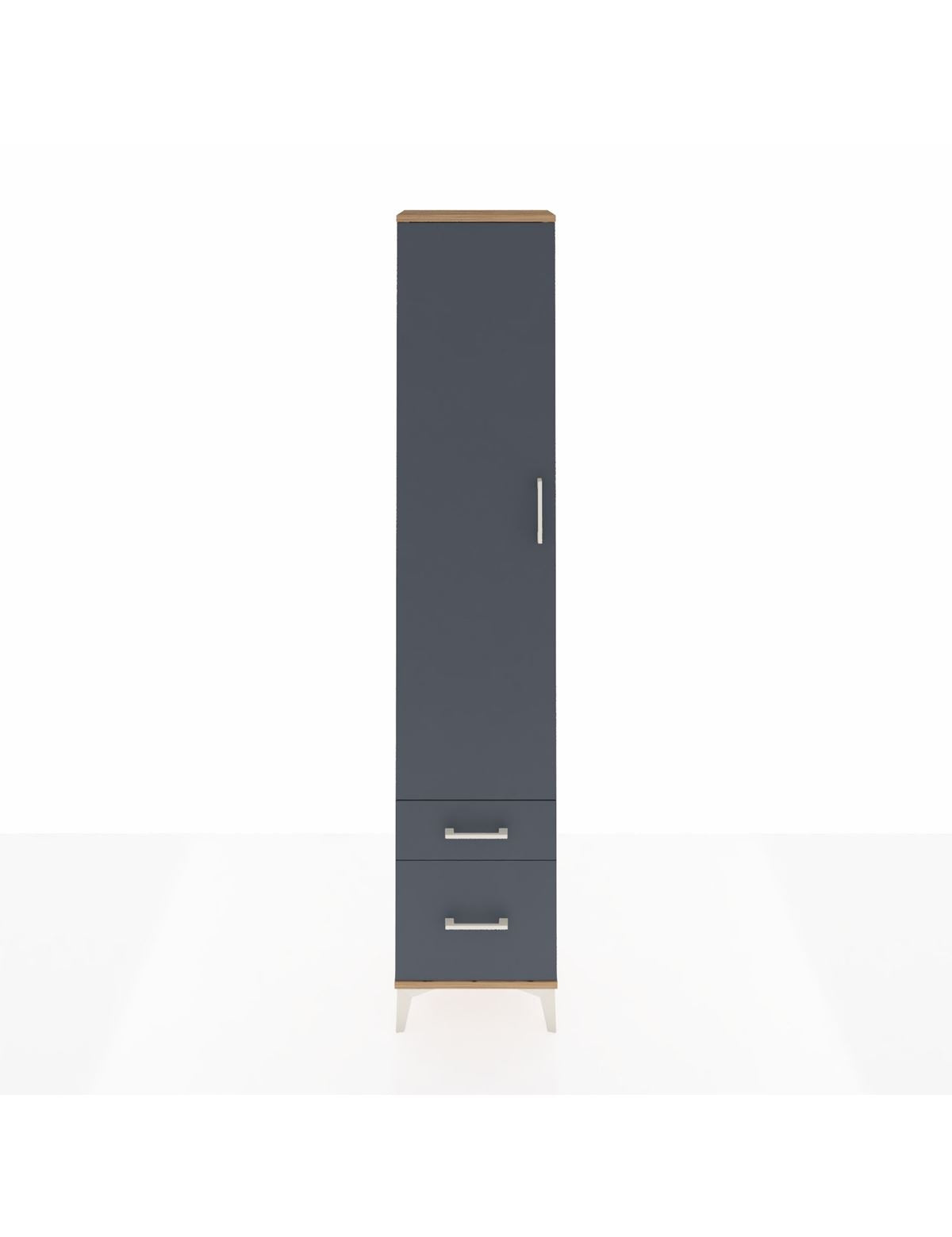 Arges Dolap 4 Raflı 2 Çekmeceli Tek Kapaklı 44x30x221 Çam-Antrasit