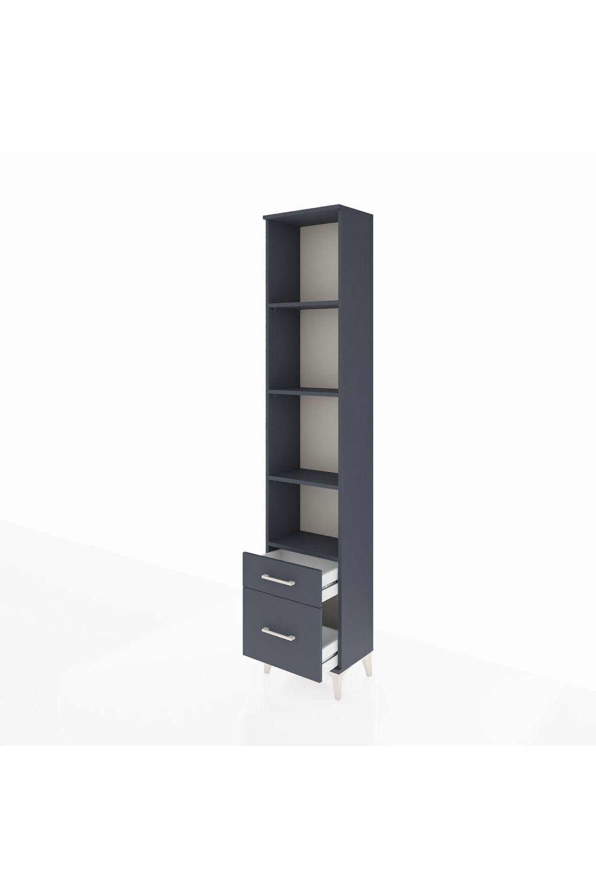 Arges Dolap 4 Raflı 2 Çekmeceli 44x30x221 Antrasit-Antrasit