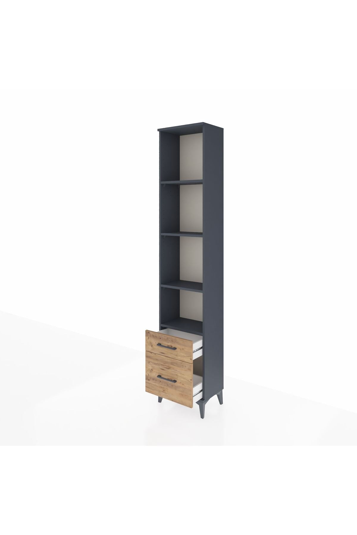 Arges Dolap 4 Raflı 2 Çekmeceli 44x30x221 Antrasit-Çam