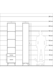 Arges Dolap 4 Raflı 2 Çekmeceli 44x30x221 Antrasit-Çam