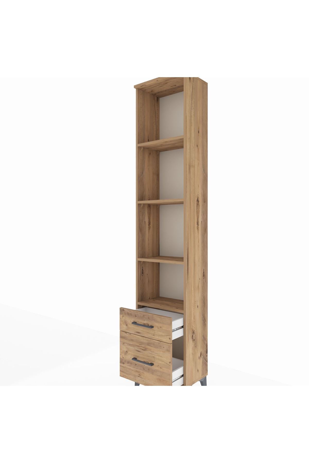 Arges Dolap 4 Raflı 2 Çekmeceli 44x30x221 Çam-Çam