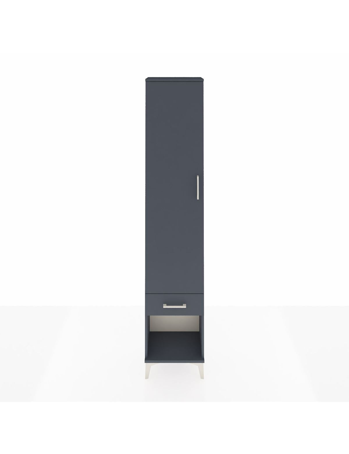 Arges Dolap 2 Raflı Tek Çekmeceli Tek Askılı 44x30x221 Antrasit-Antrasit