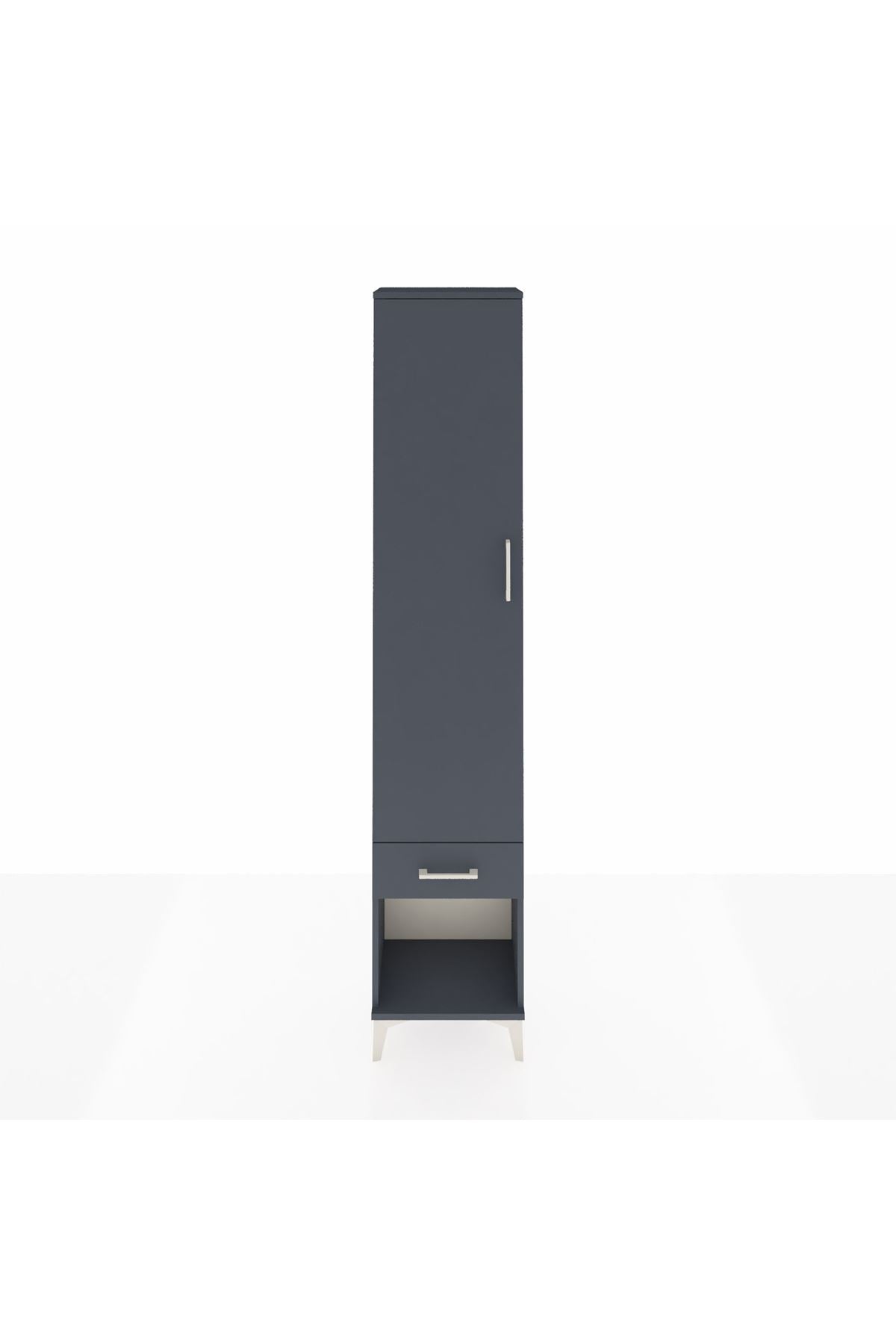 Arges Dolap 2 Raflı Tek Çekmeceli Tek Askılı 44x30x221 Antrasit-Antrasit