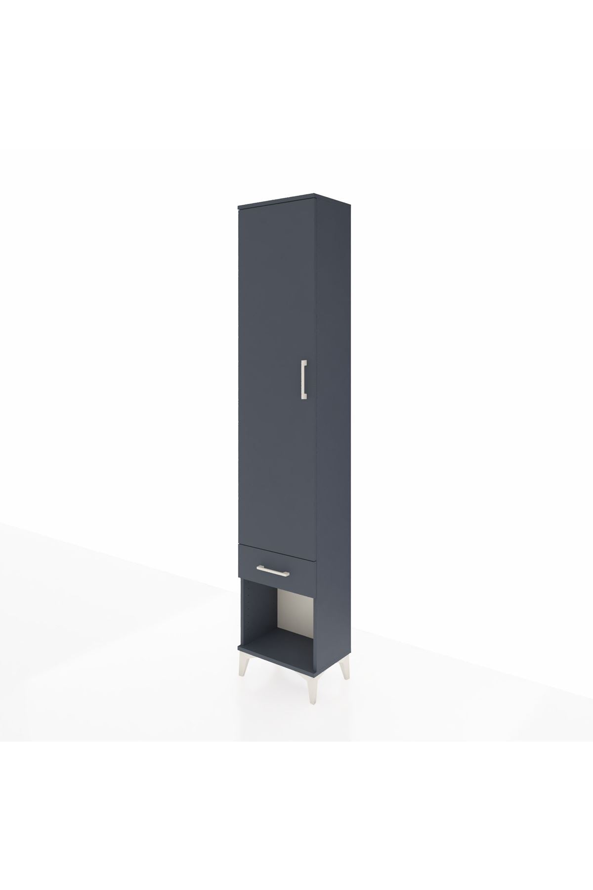 Arges Dolap 2 Raflı Tek Çekmeceli Tek Askılı 44x30x221 Antrasit-Antrasit