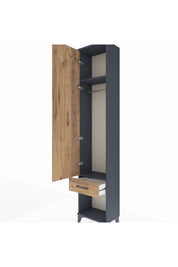 Arges Dolap 2 Raflı Tek Çekmeceli Tek Askılı 44x30x221 Antrasit-Çam