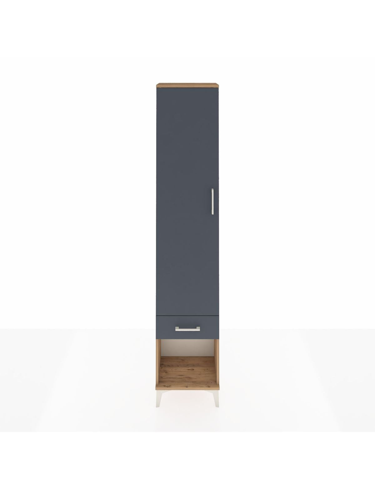 Arges Dolap 2 Raflı Tek Çekmeceli Tek Askılı 44x30x221 Çam-Antrasit