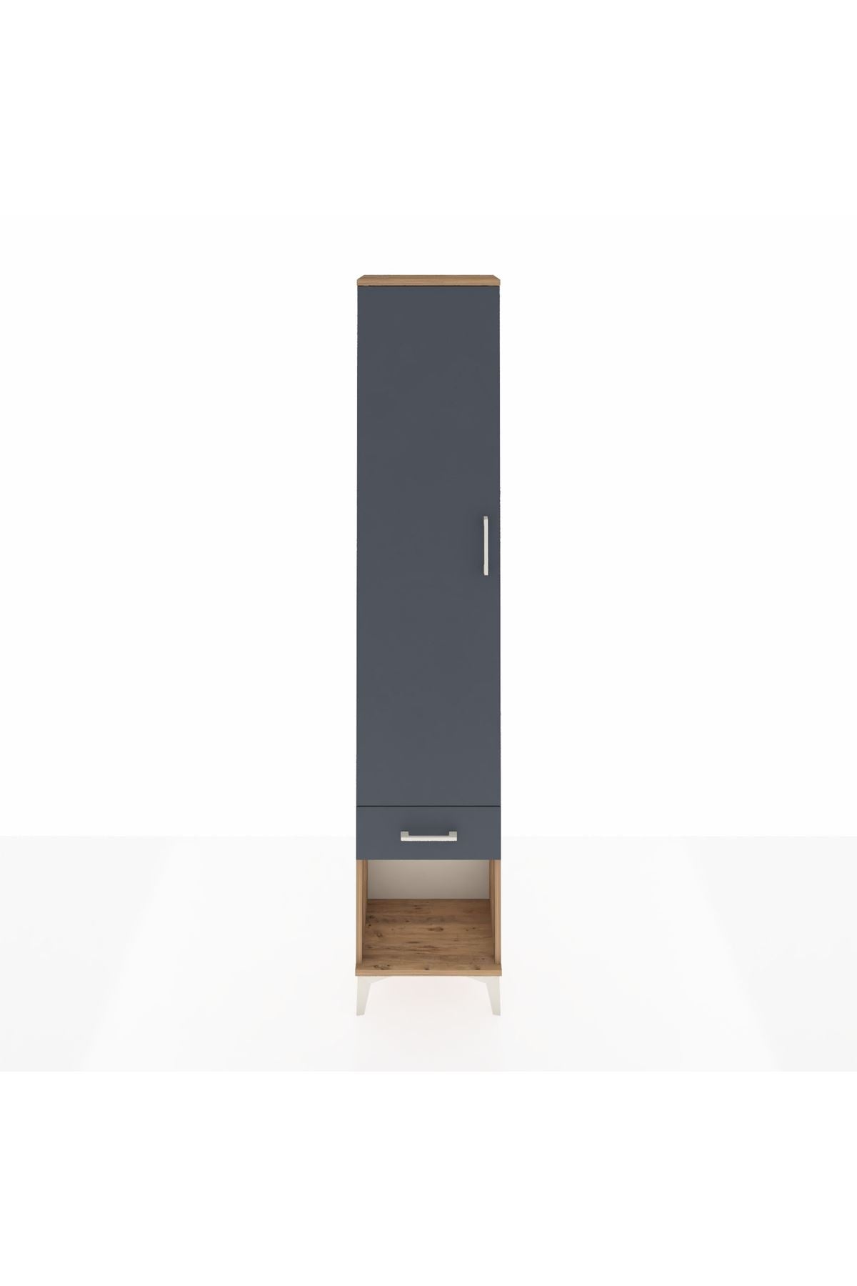 Arges Dolap 2 Raflı Tek Çekmeceli Tek Askılı 44x30x221 Çam-Antrasit