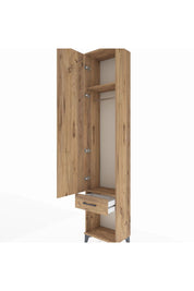 Arges Dolap 2 Raflı Tek Çekmeceli Tek Askılı 44x30x221 Çam-Çam