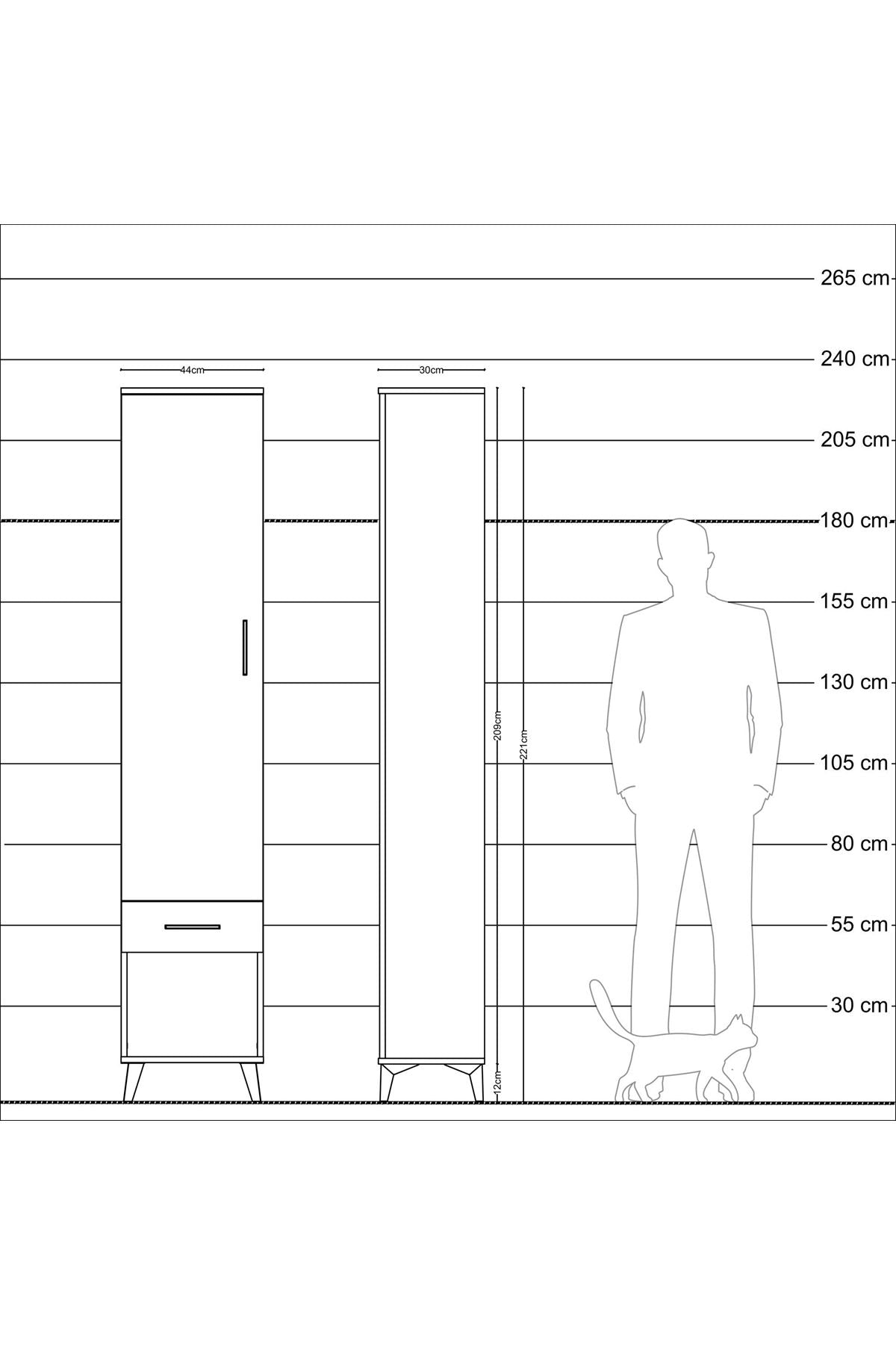 Arges Dolap 4 Raflı Tek Çekmeceli Tek Kapaklı 44x30x221 Aytaşı-Aytaşı