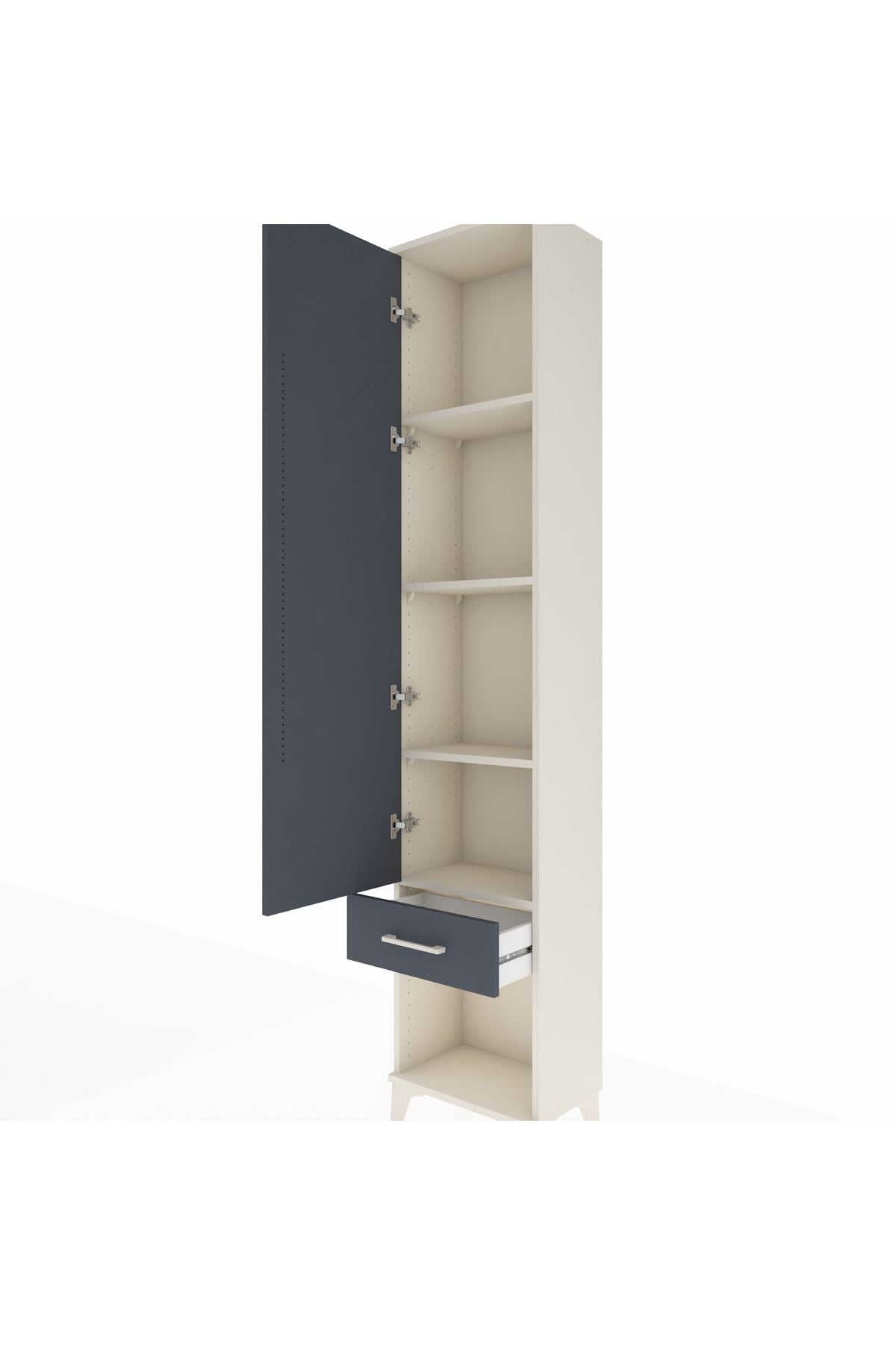 Arges Dolap 4 Raflı Tek Çekmeceli Tek Kapaklı 44x30x221 Aytaşı-Antrasit