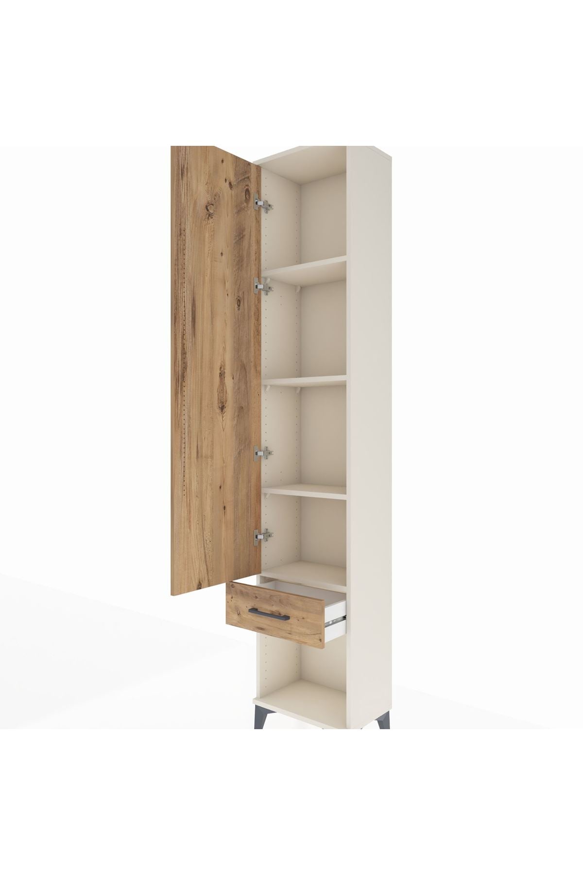 Arges Dolap 4 Raflı Tek Çekmeceli Tek Kapaklı 44x30x221 Aytaşı-Çam