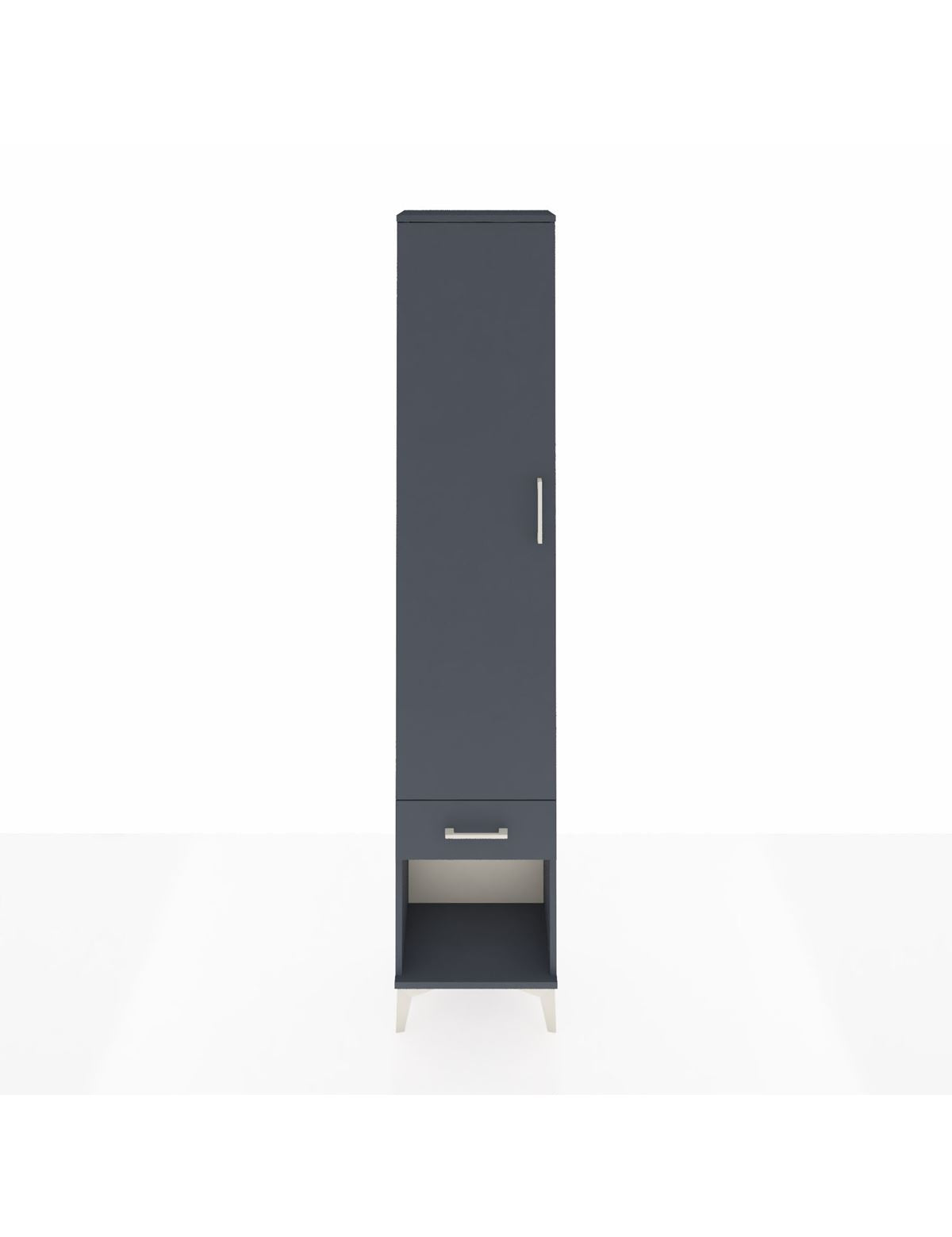 Arges Dolap 4 Raflı Tek Çekmeceli Tek Kapaklı 44x30x221 Antrasit-Antrasit