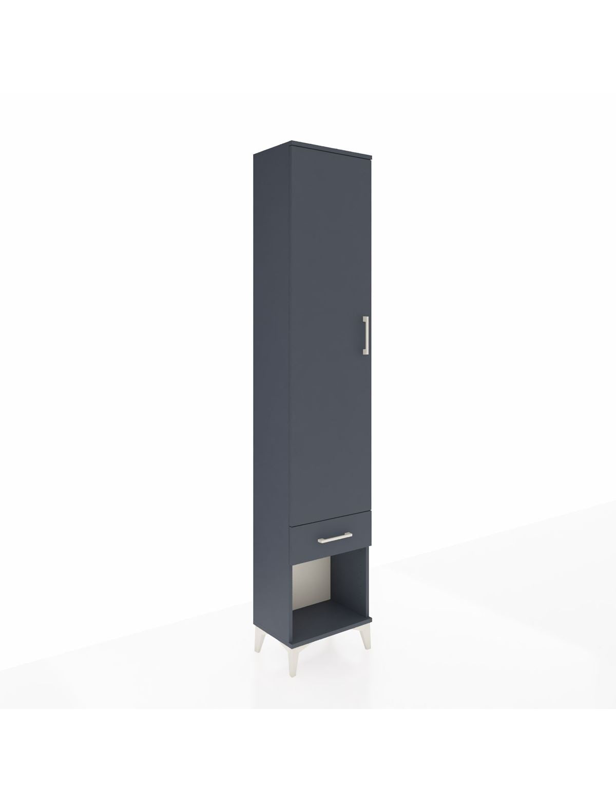 Arges Dolap 4 Raflı Tek Çekmeceli Tek Kapaklı 44x30x221 Antrasit-Antrasit