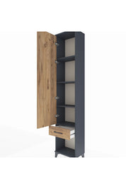 Arges Dolap 4 Raflı Tek Çekmeceli Tek Kapaklı 44x30x221 Antrasit-Çam