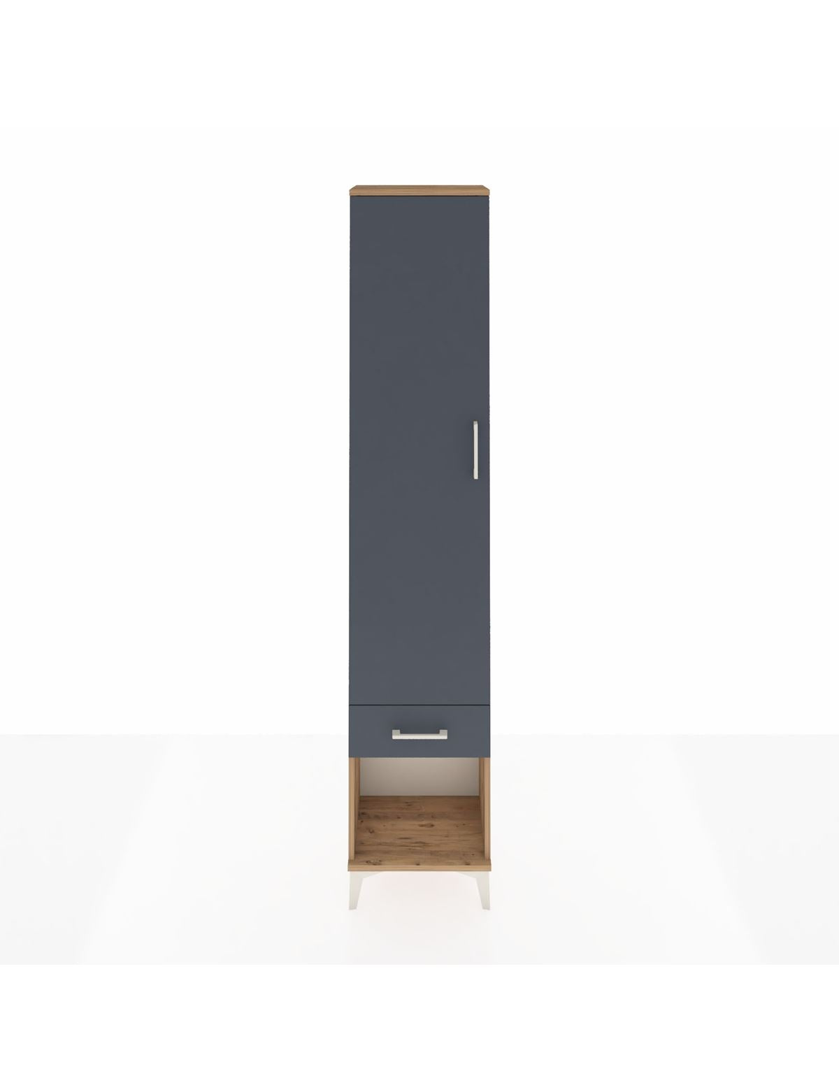 Arges Dolap 4 Raflı Tek Çekmeceli Tek Kapaklı 44x30x221 Çam-Antrasit