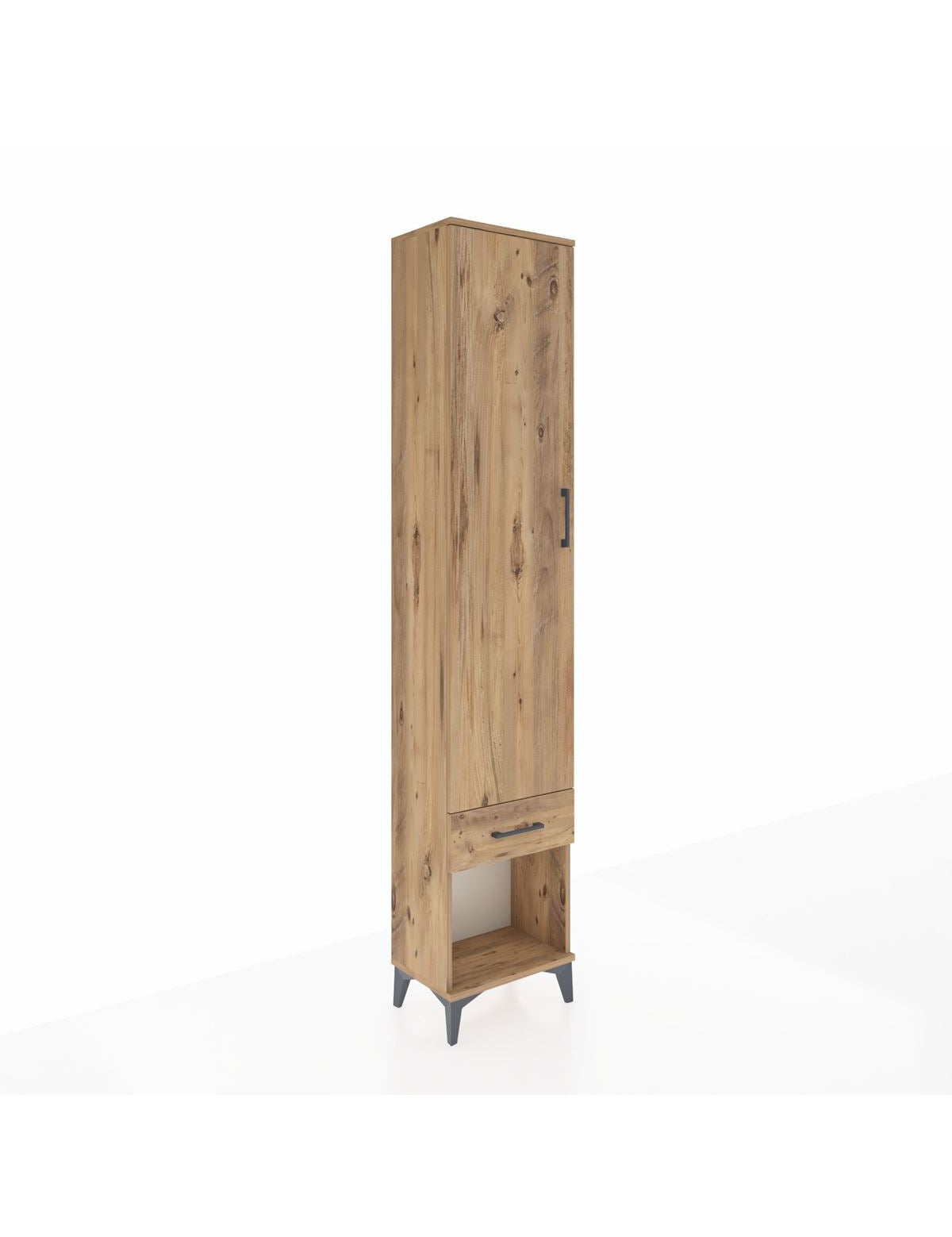 Arges Dolap 4 Raflı Tek Çekmeceli Tek Kapaklı 44x30x221 Çam-Çam