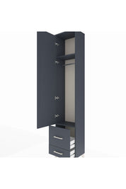 Arges Dolap 2 Raflı 2 Çekmeceli Tek Askılı 44x30x221 Antrasit-Antrasit
