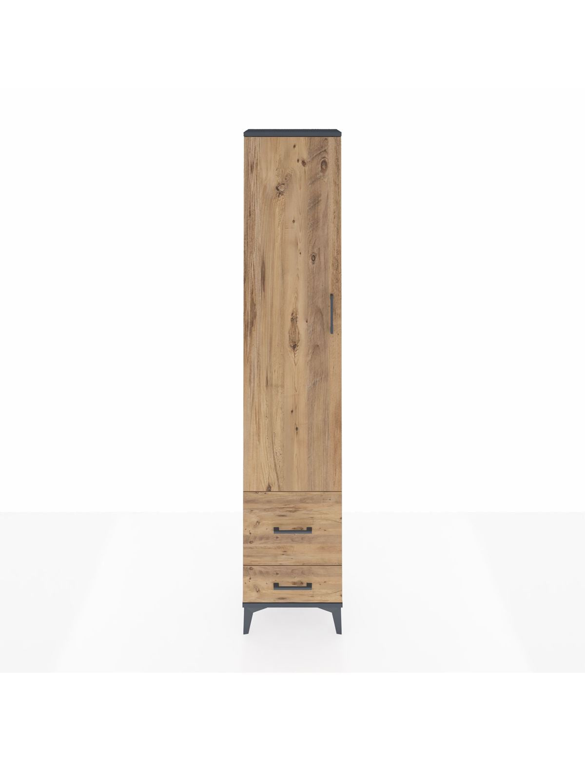 Arges Dolap 2 Raflı 2 Çekmeceli Tek Askılı 44x30x221 Antrasit-Çam