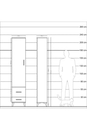 Arges Dolap 2 Raflı 2 Çekmeceli Tek Askılı 44x30x221 Çam-Antrasit