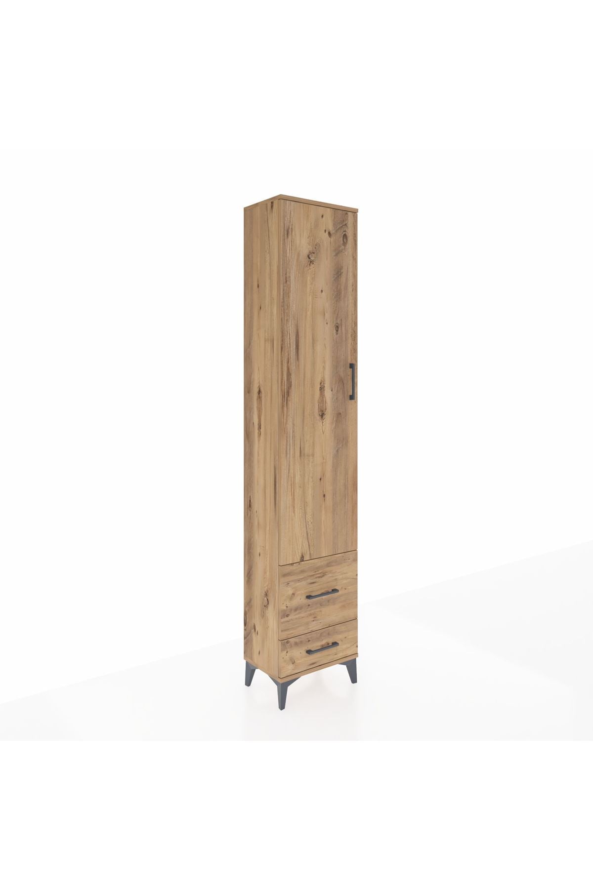 Arges Dolap 2 Raflı 2 Çekmeceli Tek Askılı 44x30x221 Çam-Çam