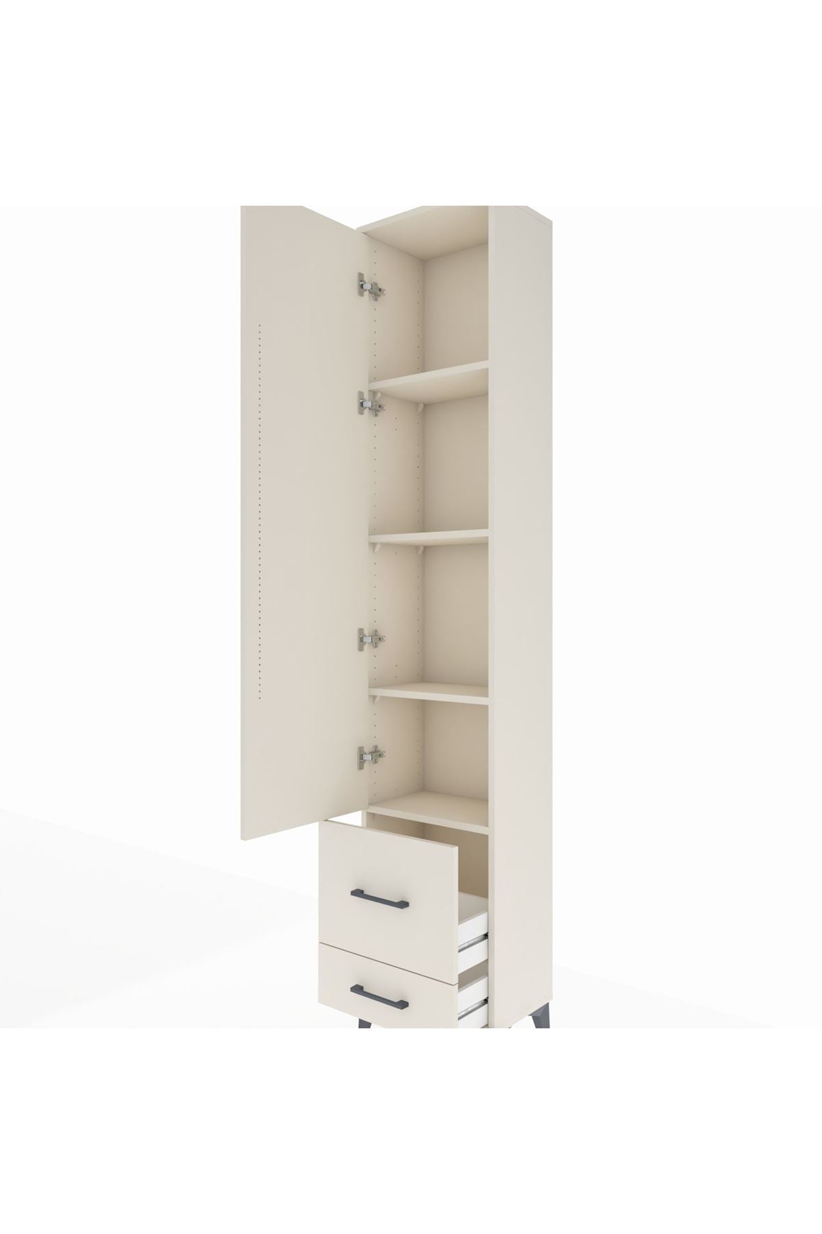 Arges Dolap 4 Raflı 2 Çekmeceli Tek Kapaklı 44x30x221 Aytaşı-Aytaşı