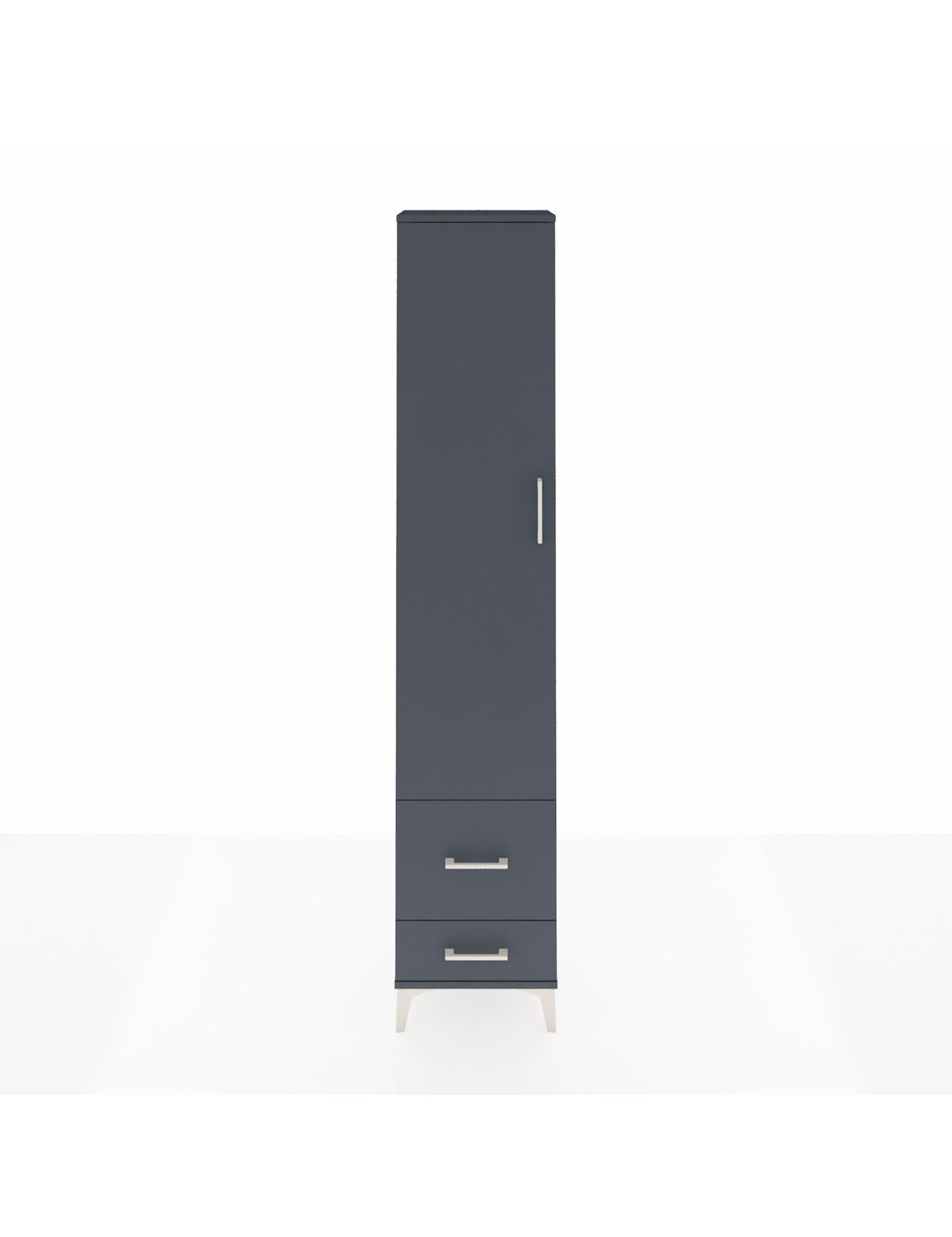 Arges Dolap 4 Raflı 2 Çekmeceli Tek Kapaklı 44x30x221 Antrasit-Antrasit