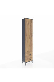 Arges Dolap 4 Raflı 2 Çekmeceli Tek Kapaklı 44x30x221 Antrasit-Çam