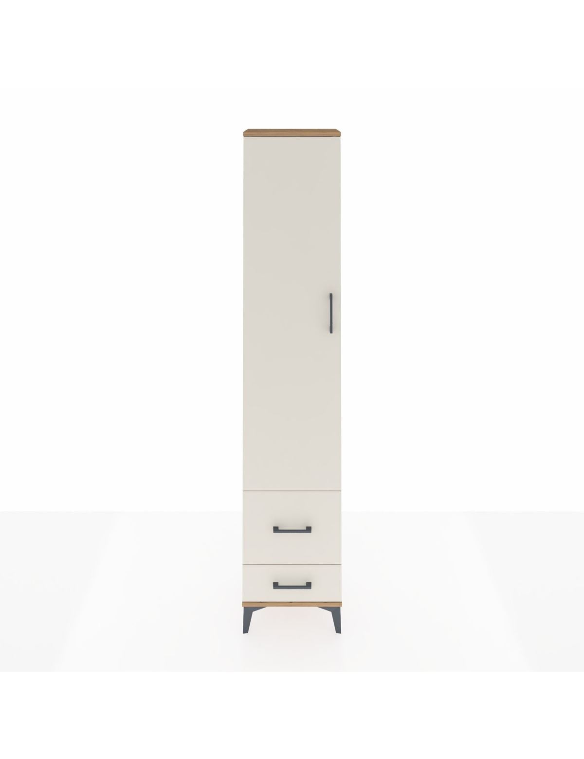 Arges Dolap 4 Raflı 2 Çekmeceli Tek Kapaklı 44x30x221 Çam-Aytaşı