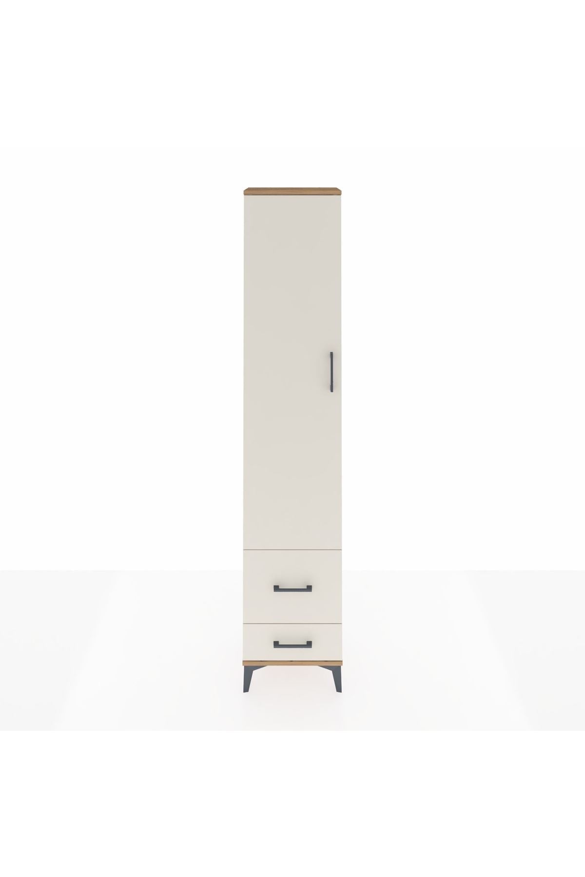 Arges Dolap 4 Raflı 2 Çekmeceli Tek Kapaklı 44x30x221 Çam-Aytaşı