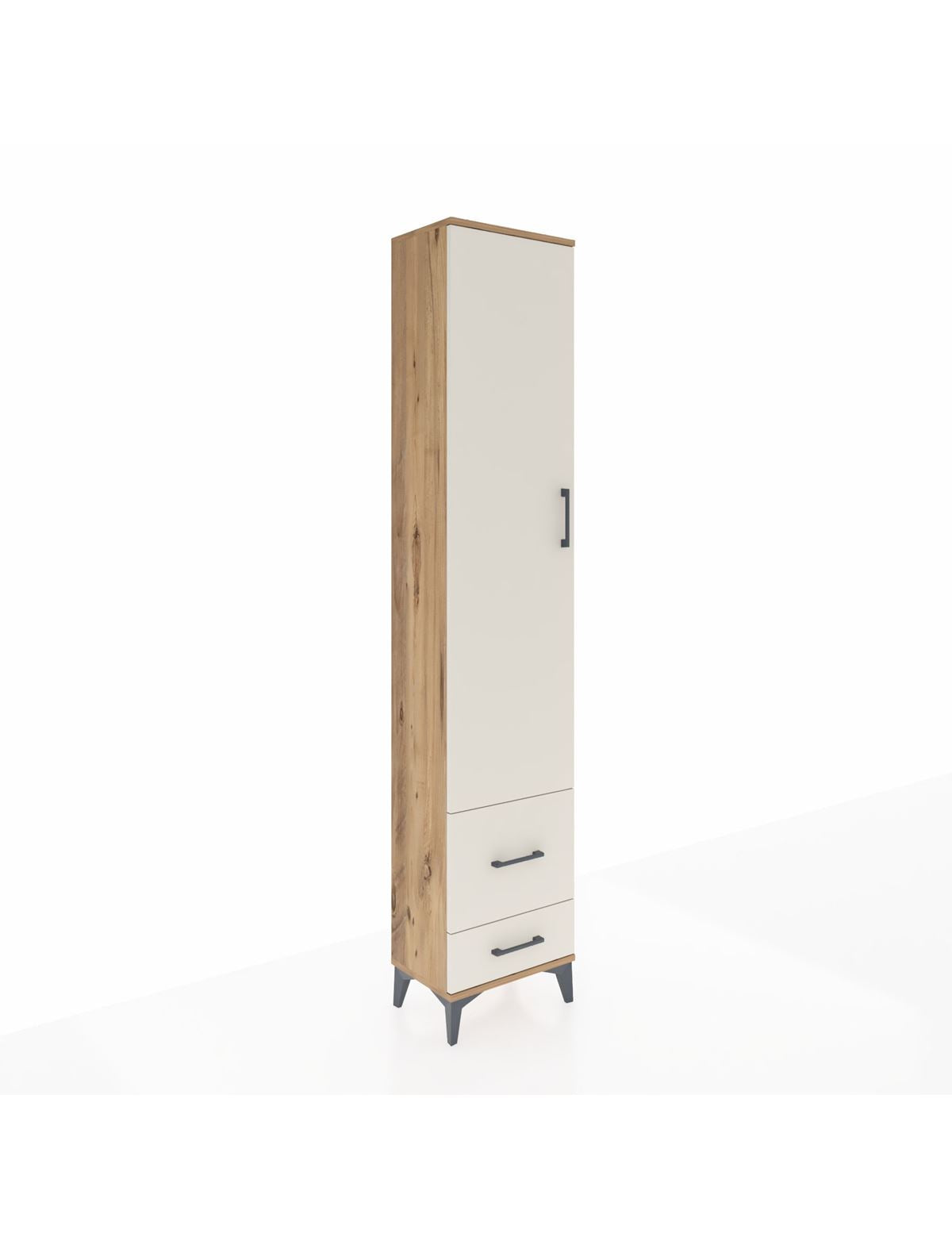 Arges Dolap 4 Raflı 2 Çekmeceli Tek Kapaklı 44x30x221 Çam-Aytaşı