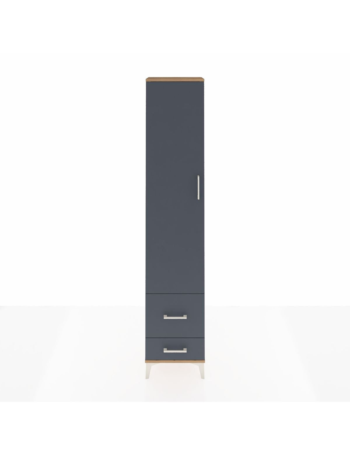 Arges Dolap 4 Raflı 2 Çekmeceli Tek Kapaklı 44x30x221 Çam-Antrasit