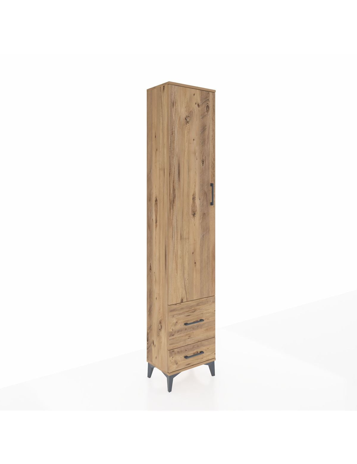 Arges Dolap 4 Raflı 2 Çekmeceli Tek Kapaklı 44x30x221 Çam-Çam