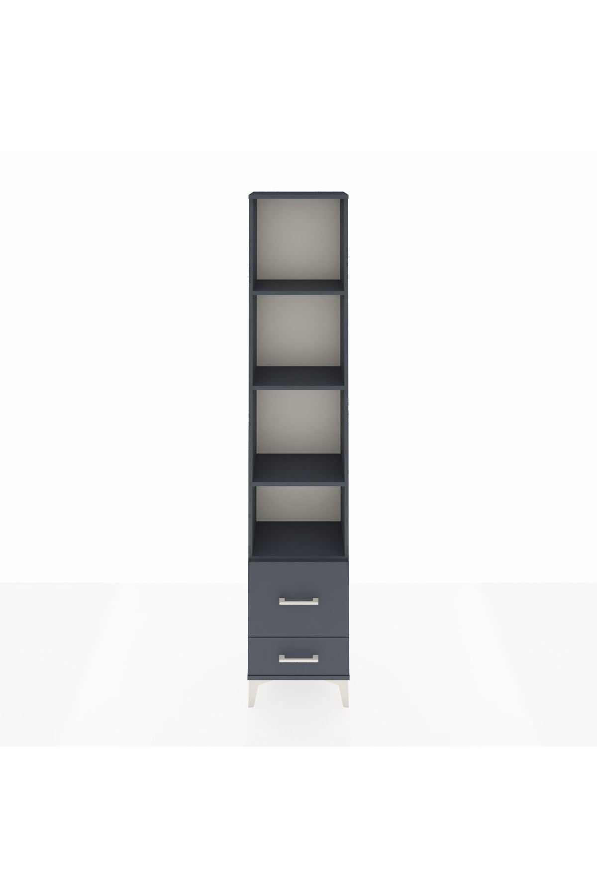 Arges Dolap 4 Raflı 2 Çekmeceli 44x30x221 Antrasit-Antrasit