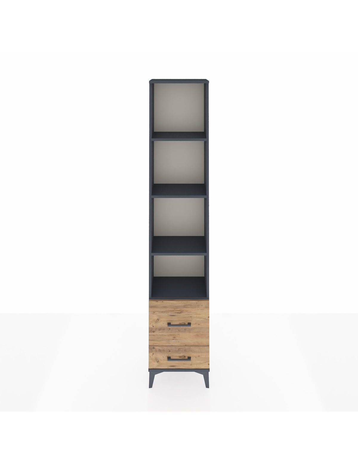 Arges Dolap 4 Raflı 2 Çekmeceli 44x30x221 Antrasit-Çam