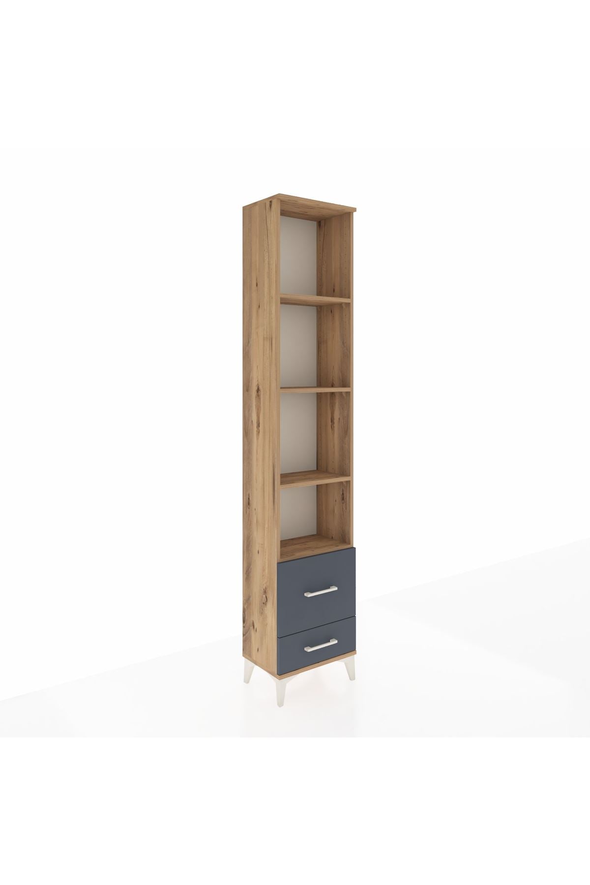 Arges Dolap 4 Raflı 2 Çekmeceli 44x30x221 Çam-Antrasit