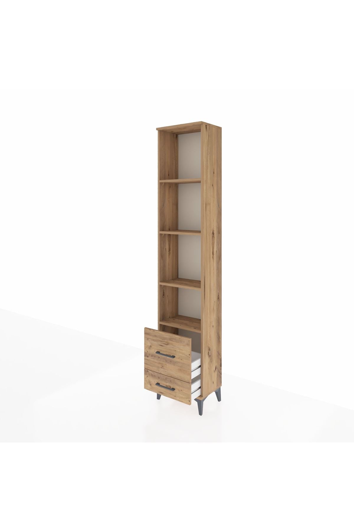 Arges Dolap 4 Raflı 2 Çekmeceli 44x30x221 Çam-Çam