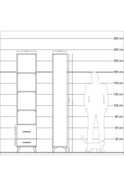 Arges Dolap 4 Raflı 2 Çekmeceli 44x30x221 Çam-Çam
