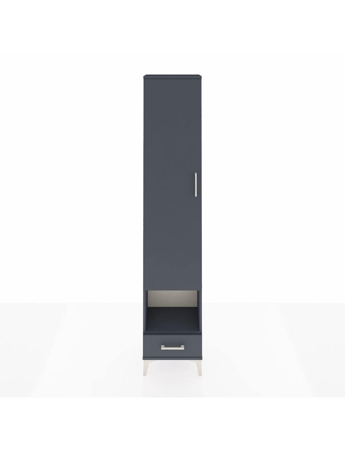 Arges Dolap 3 Raflı Tek Çekmeceli Tek Askılı 44x30x221 Antrasit-Antrasit