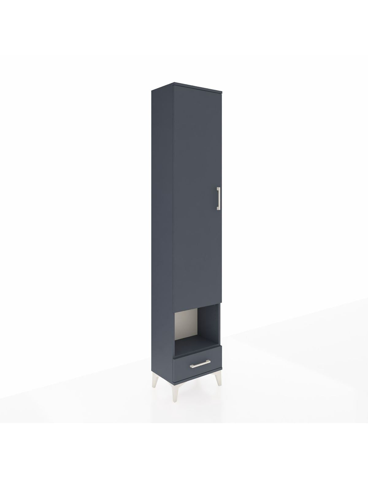 Arges Dolap 3 Raflı Tek Çekmeceli Tek Askılı 44x30x221 Antrasit-Antrasit