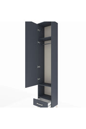 Arges Dolap 3 Raflı Tek Çekmeceli Tek Askılı 44x30x221 Antrasit-Antrasit