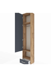 Arges Dolap 3 Raflı Tek Çekmeceli Tek Askılı 44x30x221 Çam-Antrasit