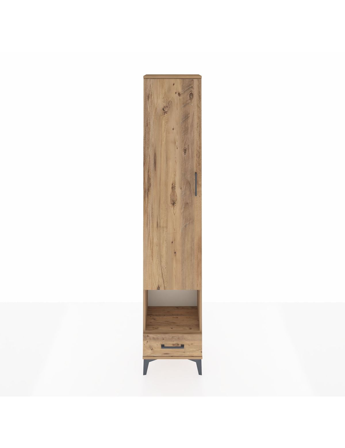 Arges Dolap 3 Raflı Tek Çekmeceli Tek Askılı 44x30x221 Çam-Çam